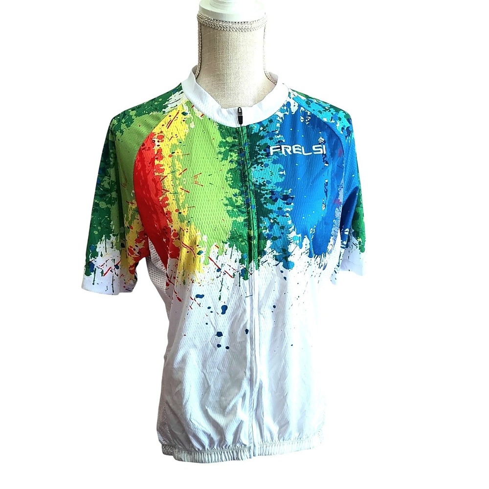 Frelsi My Rainbow Graffiti Unisex Short Sleeve Cycling‎ Jersey 2XL Moisture Wick